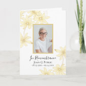 Bleek geel Daisy Flowers begrafenisdienst gevouwen Programma (Voorkant)