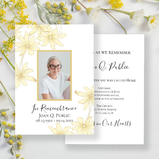 Bleek geel Daisy Flowers Dood Jubileum Kaart