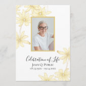 Bleek geel Daisy Flowers Uitvaartservice Programmakaart (Voorkant)