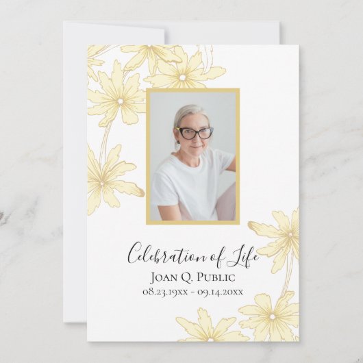 Bleek geel Daisy Flowers Viering van het Leven Kaart (Voorkant)