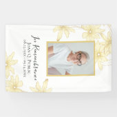 Bleek geel Daisy Flowers Viering van het Leven Spandoek (Horizontaal)