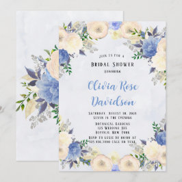Bleek Geel Dusty Blue Peony Floral Vrijgezellenfee Kaart