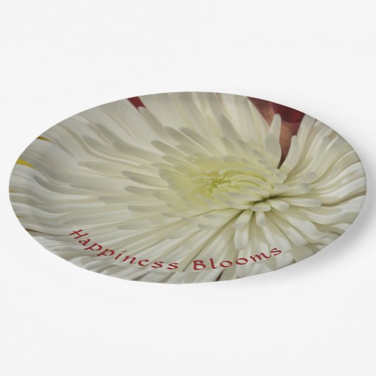 Bleek Geel en Wit Chrysanthemum Blossom Papieren Bordje (Gekanteld)