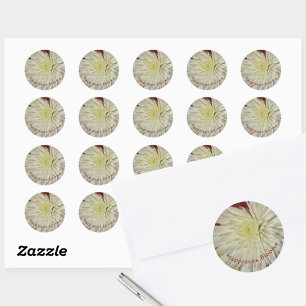 Bleek Geel en Wit Chrysanthemum Blossom Ronde Sticker