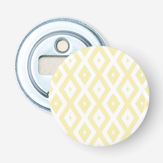 Bleek geel en wit diamantpatroon button flesopener (Voorkant)