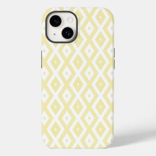 Bleek geel en wit diamantpatroon Case-Mate iPhone 14 hoesje