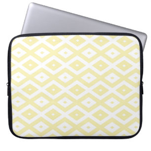 Bleek geel en wit diamantpatroon laptop sleeve