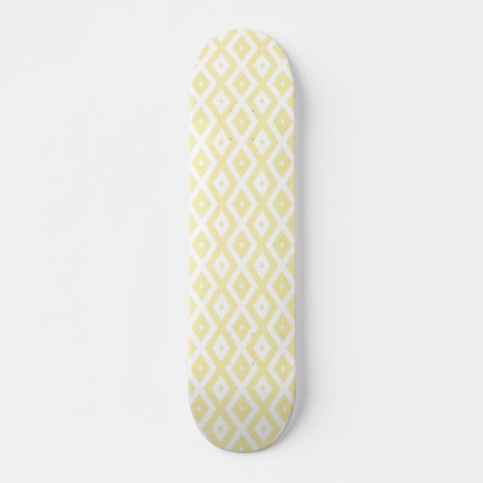 Bleek geel en wit diamantpatroon persoonlijk skateboard (Voorkant)