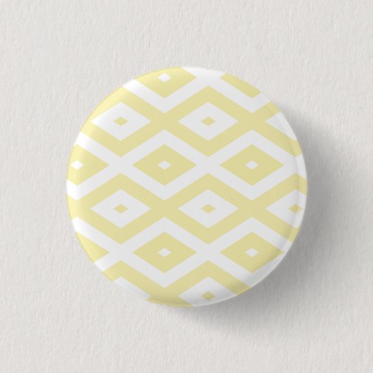 Bleek geel en wit diamantpatroon ronde button 3,2 cm (Voorkant)
