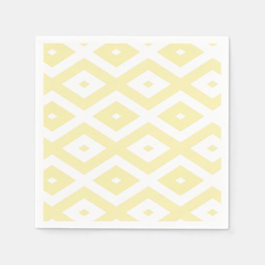 Bleek geel en wit diamantpatroon servet (Voorkant)