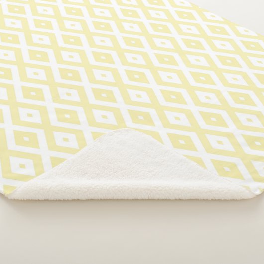 Bleek geel en wit diamantpatroon sherpa deken (3/4)