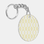 Bleek geel en wit diamantpatroon sleutelhanger (Voorkant Links)
