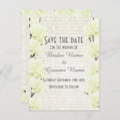  bleek geel floreel sparen de datum aankondigingskaart (Voorkant / Achterkant)