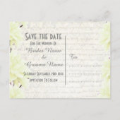  bleek geel floreel sparen de datum aankondigingskaart (Achterkant)