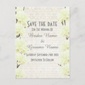  bleek geel floreel sparen de datum aankondigingskaart (Voorkant)