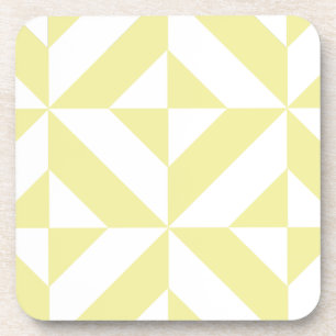 Bleek Geel Geometrisch Deco Kubuspatroon Drankjes Onderzetter