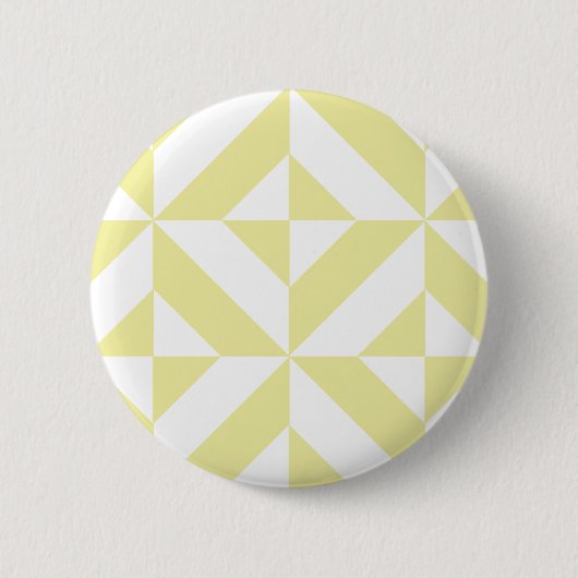 Bleek Geel Geometrisch Deco Kubuspatroon Ronde Button 5,7 Cm (Voorkant)