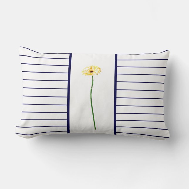 Bleek geel Gerbera Daisy Flower Stripe Kussen (Voorkant)