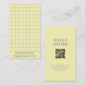 Bleek geel geruit patroon QR-code Visitekaartje (Voorkant / Achterkant)