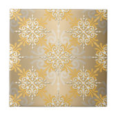 Bleek geel goud Damask Pattern Tegeltje (Voorkant)