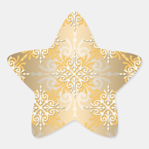 Bleek Geel Gouden Damast Patroon Ster Sticker
