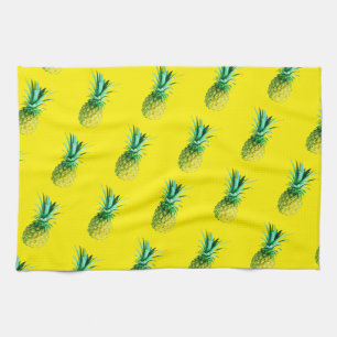 Bleek Geel Groen Gummijn Pineappelpatroon Theedoek