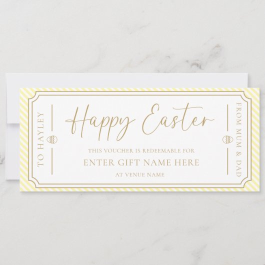 Bleek Geel Happy Easter Gift Voucher Kaart (Voorkant)
