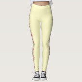 Bleek geel met Floral Stripe op zijkanten Leggings (Voorkant)