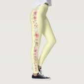 Bleek geel met Floral Stripe op zijkanten Leggings (Rechts)