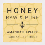Bleek geel modern bijenpictogram Honing Apiary Labels (Design 1)