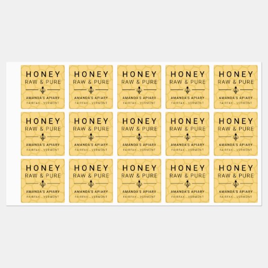 Bleek geel modern bijenpictogram Honing Apiary Labels (Vel)