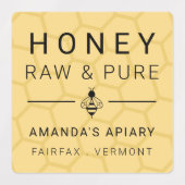 Bleek geel modern bijenpictogram Honing Apiary Labels (Design 2)
