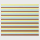 Bleek geel, pastelblauw en bruine strepen cadeaupapier (Vlak)
