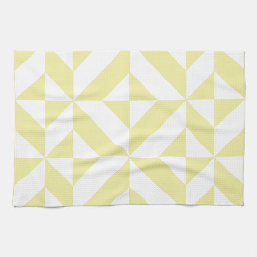 Bleek geel patroon van decomgrenzingskubus theedoek (Horizontaal)