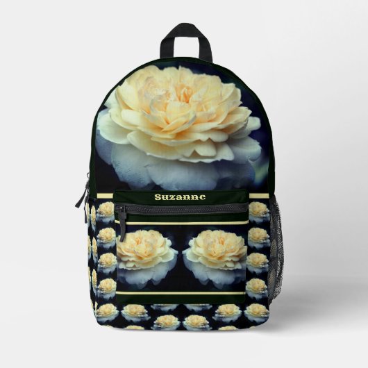 Bleek geel rose in bloesemspiegel gepersonaliseerd bedrukte rugzak (Voorkant)