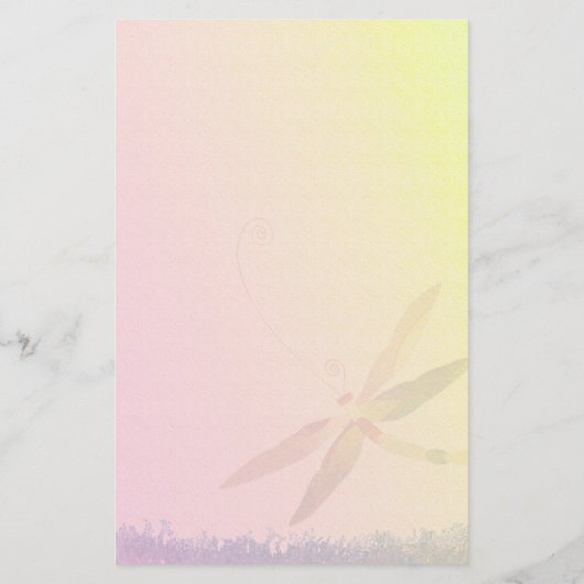 Bleek geel & roze Dragonfly bruiloft programma (Achterkant)