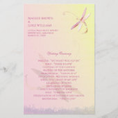 Bleek geel & roze Dragonfly bruiloft programma (Voorkant)