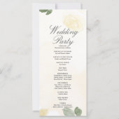 Bleek geel rozen en groen bruiloft programma (Achterkant)