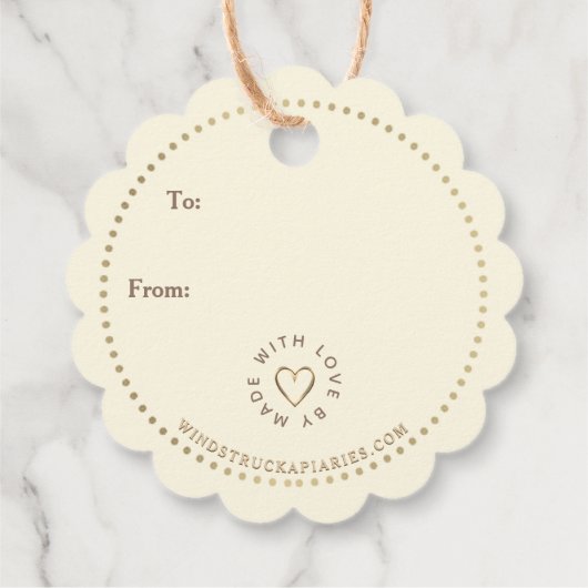 Bleek geel sierlijke hoofdhuid BEESWAX KAARS Label (Achterkant)