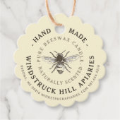 Bleek geel sierlijke hoofdhuid BEESWAX KAARS Label (Voorkant)