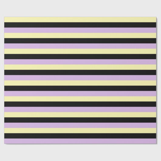 Bleek geel, zwart en zacht Paarse strepen Cadeaupapier (Vlak)