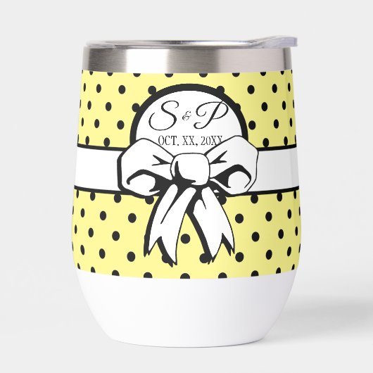 Bleek geel zwart polka dot witte boog gepersonalis (Links)