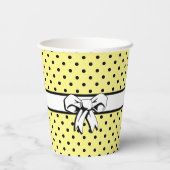 Bleek geel zwart polka dot witte boog gepersonalis papieren bekers (Achterkant)