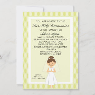Bleek GeelBest First Communational Girl Invitation Kaart