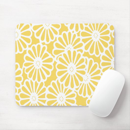 Bleek-gele Aziatische modems Floral Muismat (Met muis)