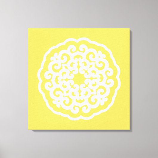 Bleek-gele Aziatische Moods Mandalla Canvas Afdruk (Voorkant)