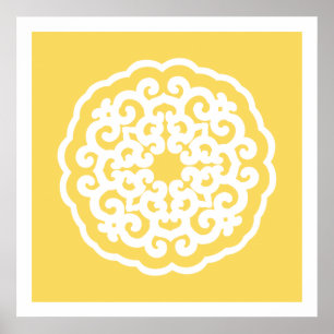 Bleek-gele Aziatische Moods Mandalla Poster