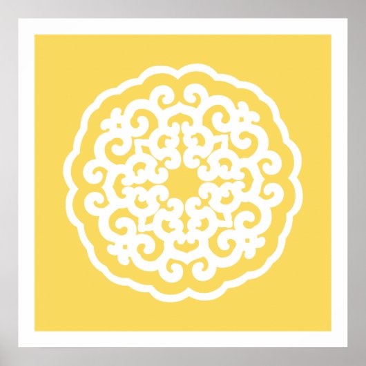Bleek-gele Aziatische Moods Mandalla Poster (Voorkant)