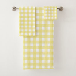 Bleek gele en witte gingham bad handdoek