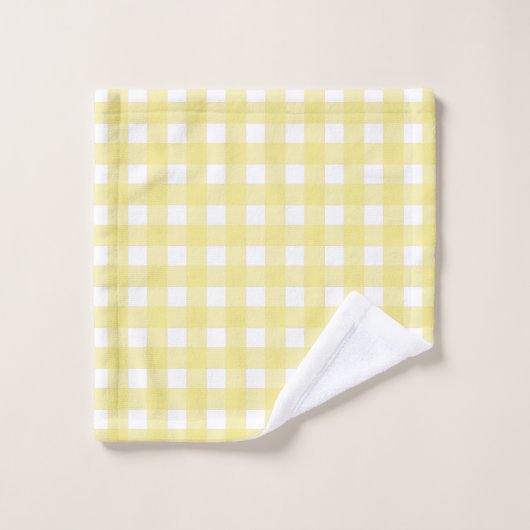 Bleek gele en witte gingham bad handdoek (Wasdoekje)